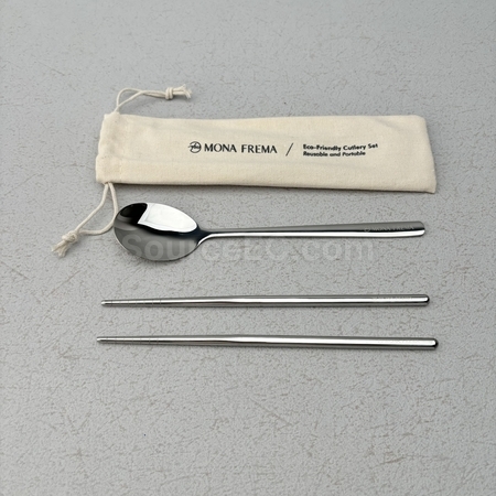 便攜可重用餐具 | 筷子套裝 | 環保餐具套裝 | 環保棉袋木製餐具套裝 | 不銹鋼環保餐具
